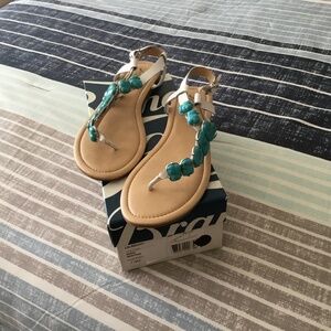 Lucky Brand Sandals  size 7.5  white with turquoise stones